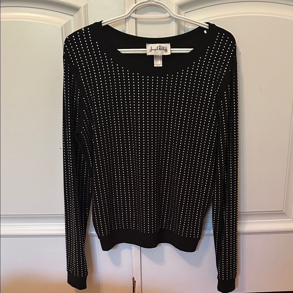 Joseph Ribkoff Black Top with Silver Rhinestones